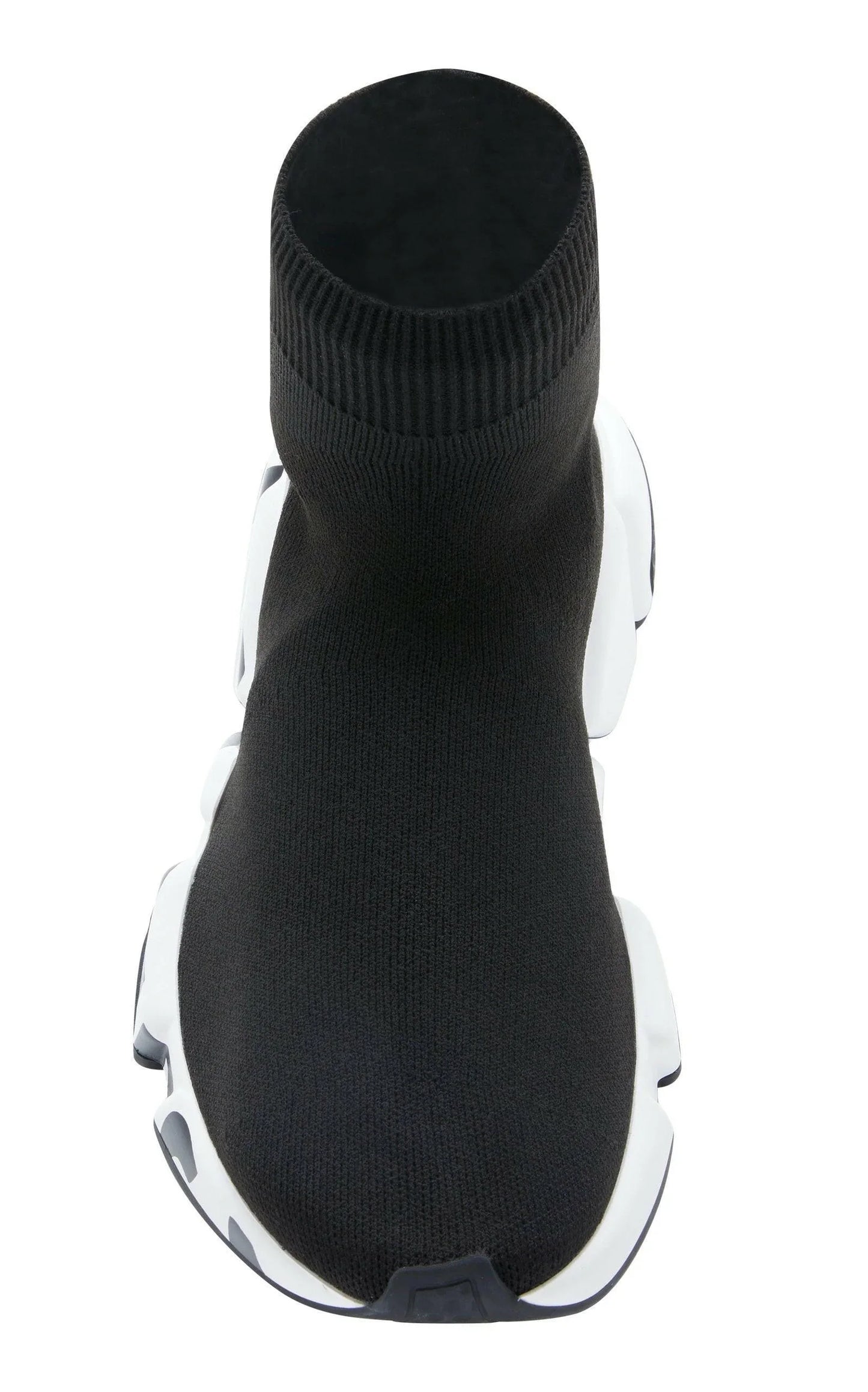 Balenciaga black-white stretch knit high top sneakers