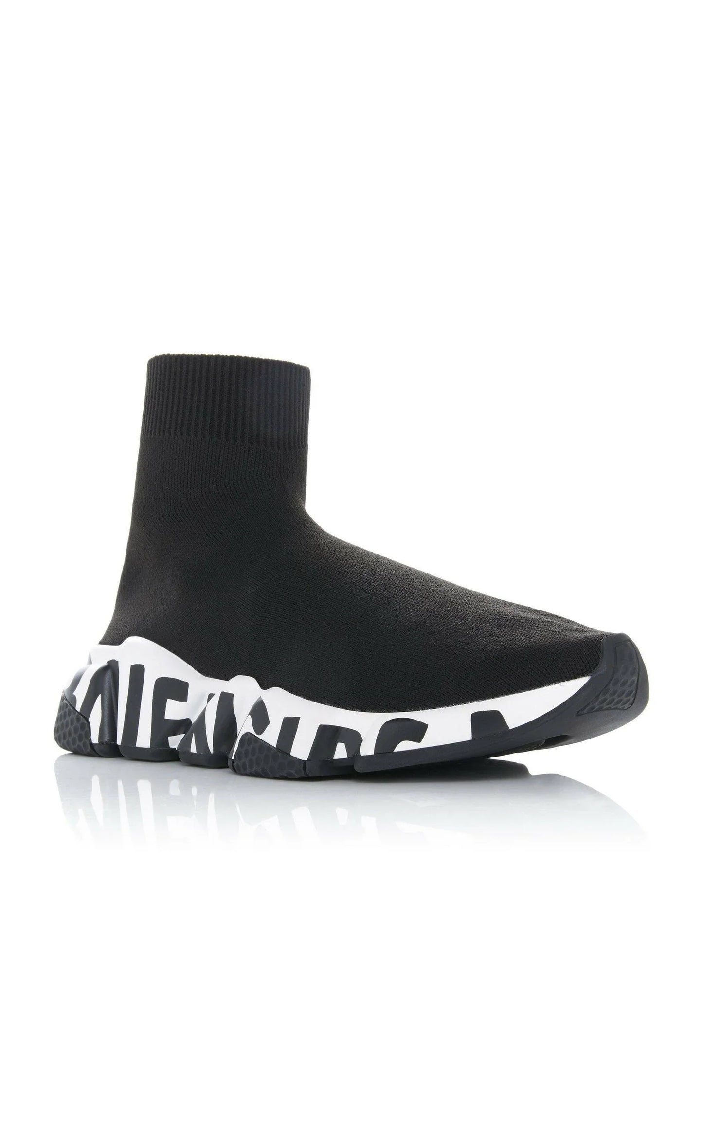 Balenciaga black-white stretch knit high top sneakers